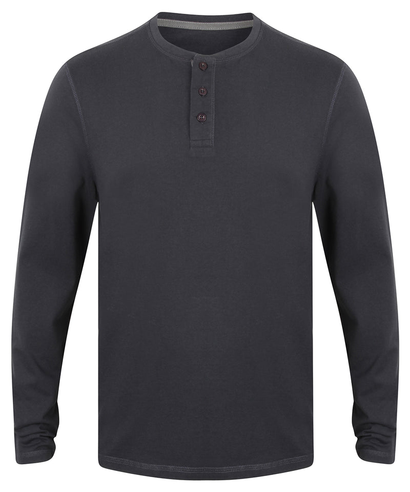 Washed long sleeve Henley T